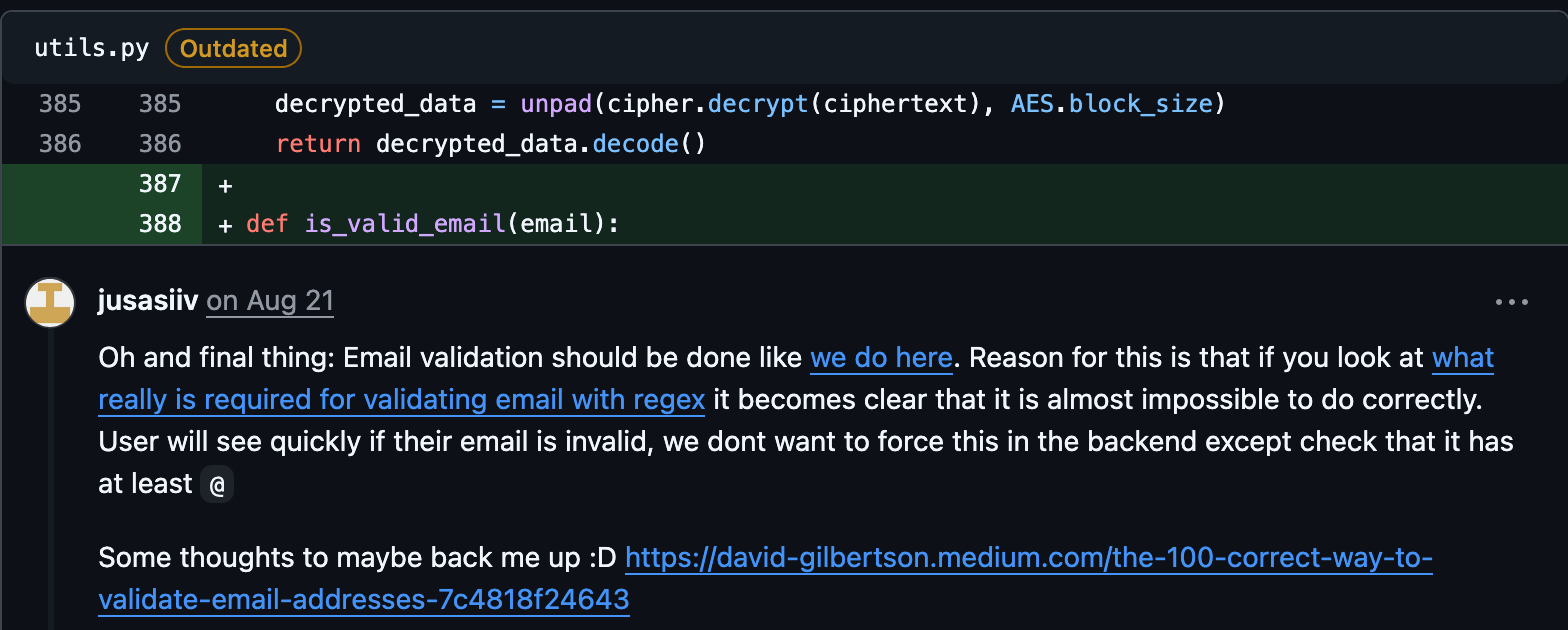 Discussion about email validating